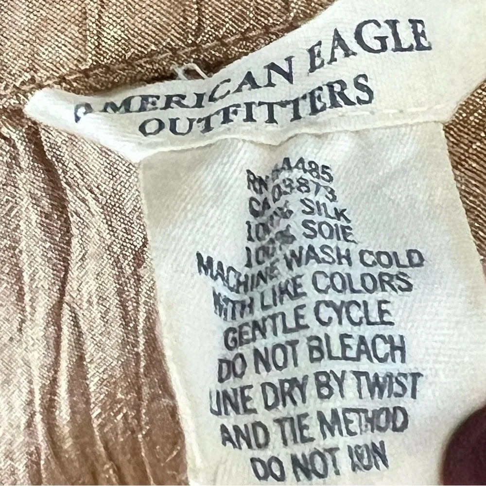 Vintage American Eagle 100% Silk Tiered Skirt Romantic Boho Cottagecore Crinkle